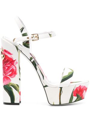 Dolce & Gabbana Pre-Owned 160mm floral-print platform sandals - White