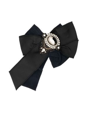 Dolce & Gabbana Pre-Owned 1990s crystal-embellished bow brooch - Black