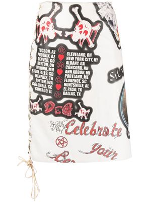 Dolce & Gabbana Pre-Owned 2000s classic rock print leather skirt - White