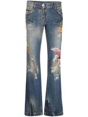 Dolce & Gabbana Pre-Owned 2000s embroidered bootcut jeans - Blue