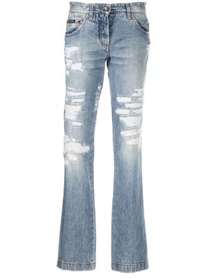 Dolce & Gabbana Pre-Owned 2000s ripped-effect straight-legged jeans - Blue