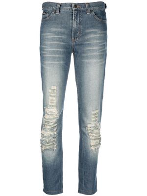 Dolce & Gabbana Pre-Owned 2000s ripped finish slim-fit jeans - Blue