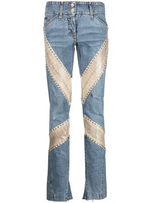 Dolce & Gabbana Pre-Owned 2000s snake-panelled slim-cut jeans - Blue