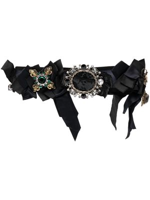 Dolce & Gabbana Pre-Owned 2000s stone-embellished decorative bow belt - Black