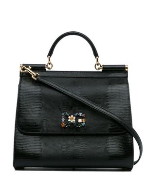 Dolce & Gabbana Pre-Owned 21st Century Dolce&Gabbana Miss Sicily Embossed Leather Satchel - Black
