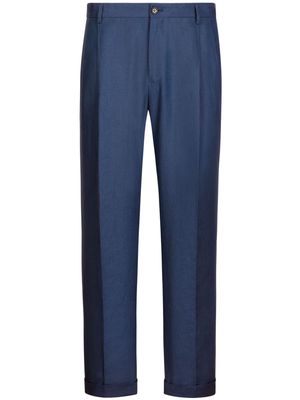 Dolce & Gabbana pressed-crease linen chino trousers - Blue