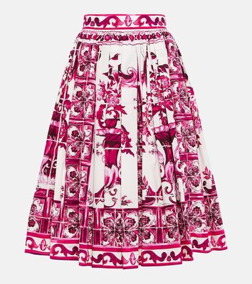 Dolce & Gabbana Printed cotton poplin midi skirt