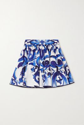 Dolce & Gabbana - Printed Cotton-poplin Mini Skirt - Blue
