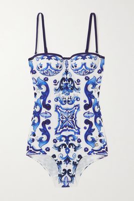 Dolce & Gabbana - Printed Underwired Swimsuit - Blue