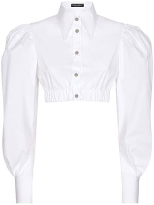 Dolce & Gabbana puff-sleeve cropped shirt - White