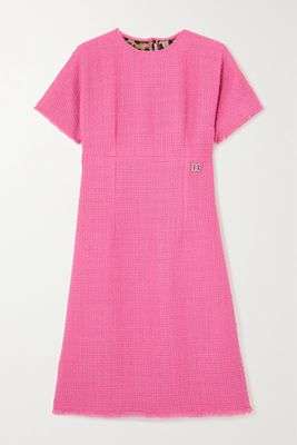 Dolce & Gabbana - Raschel Embellished Wool-blend Tweed Mini Dress - Pink