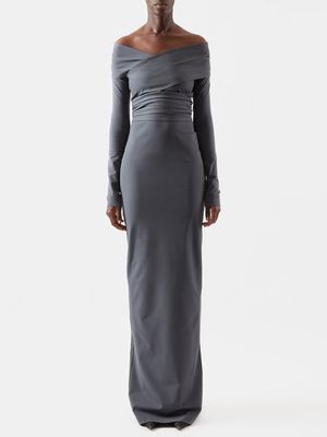 Dolce & Gabbana - Re-edition Off-the-shoulder Jersey Maxi Dress - Womens - Slate