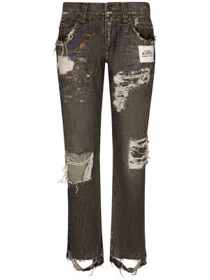 Dolce & Gabbana Re-Edition ripped straight-leg jeans - Grey