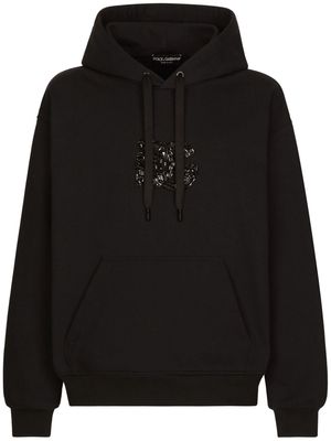 Dolce & Gabbana rhinestone-embellished cotton hoodie - Black