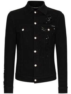 Dolce & Gabbana rhinestone-embellished denim jacket - Black