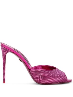 Dolce & Gabbana rhinestone-embellished leather mules - Pink