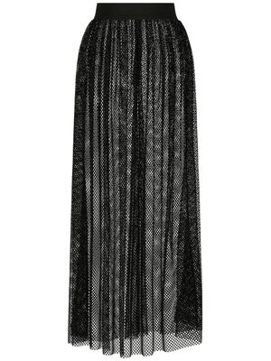 Dolce & Gabbana rhinestone-embellished mesh maxi skirt - Black
