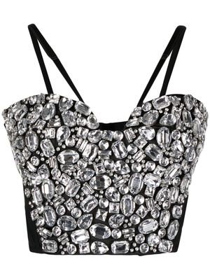 Dolce & Gabbana rhinestone-embellished satin corset top - Black