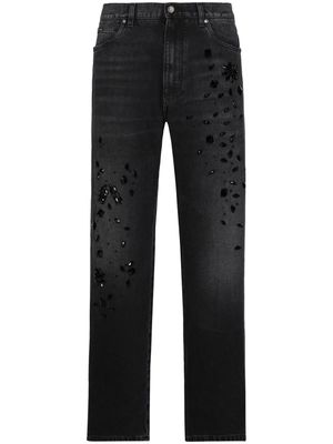 Dolce & Gabbana rhinestone-embellished straight-leg jeans - Black