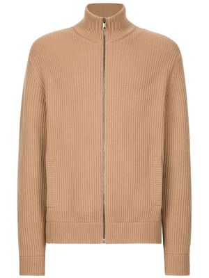 Dolce & Gabbana ribbed-knit cashmere cardigan - Neutrals