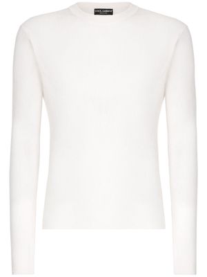 Dolce & Gabbana ribbed silk crew neck jumper - White