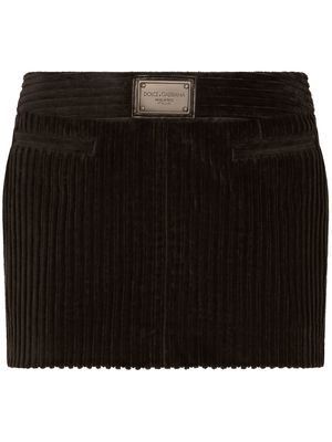Dolce & Gabbana ribbed velvet mini skirt - Black