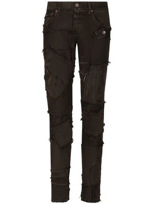 Dolce & Gabbana ripped-detail tapered jeans - Brown
