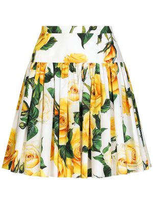 Dolce & Gabbana rose-print cotton mini skirt - White