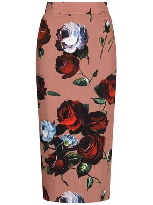 Dolce & Gabbana rose-print pencil skirt - Pink