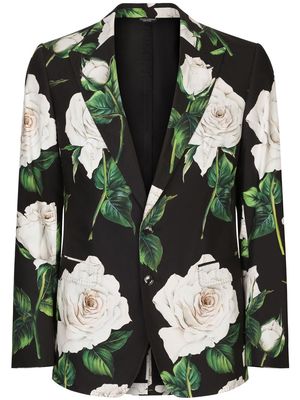 Dolce & Gabbana rose-print single-breasted suit - Black