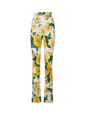 Dolce & Gabbana Rose Printed High Waist Pants