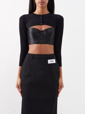 Dolce & Gabbana - Round-neck Cropped Jersey Cardigan - Womens - Black