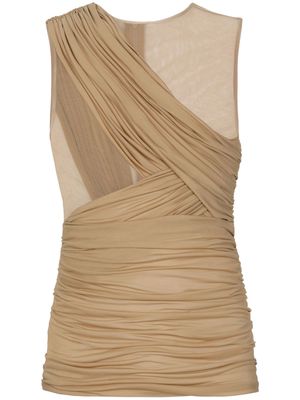 Dolce & Gabbana ruched tulle tank top - Neutrals
