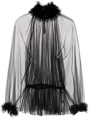 Dolce & Gabbana ruffled detailing semi-sheer blouse - Black