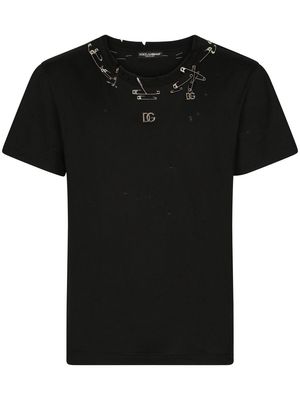 Dolce & Gabbana safety-pin embellished cotton T-shirt - Black