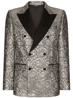 Dolce & Gabbana satin-lapel jacquard tuxedo jacket - Grey