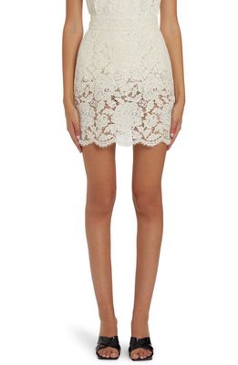 Dolce & Gabbana Semisheer High Waist Lace Miniskirt in Natural White
