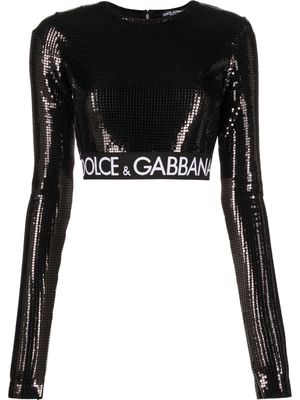 Dolce & Gabbana sequin-embellished crop top - Black