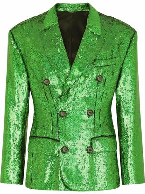 Dolce & Gabbana sequin-embellished double-breasted blazer - Green