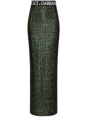 Dolce & Gabbana sequin-embellished fitted skirt - Green
