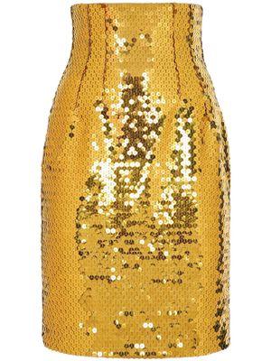 Dolce & Gabbana sequin-embellished high-waisted skirt - Yellow