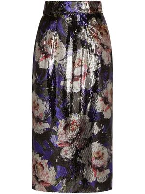 Dolce & Gabbana sequin-embellished pencil midi skirt - Purple