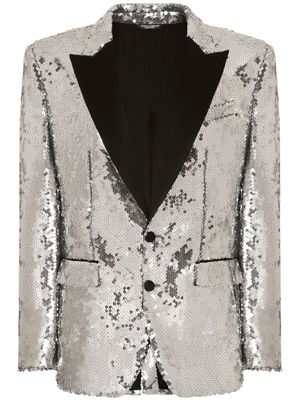 Dolce & Gabbana sequin-embellished tuxedo jacket - Grey