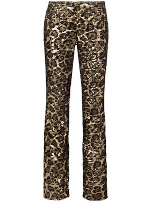 Dolce & Gabbana sequined leopard-pattern trousers - Gold