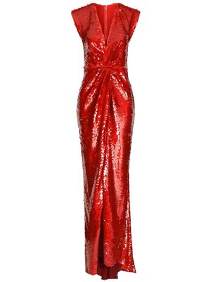 Dolce & Gabbana sequined V-neck gown - Red