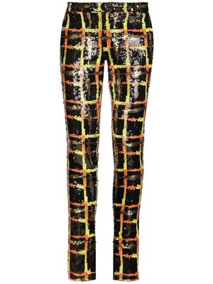 Dolce & Gabbana sequinned check-print trousers - Black