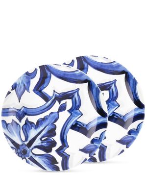 Dolce & Gabbana set of two tile-print porcelain bread plates - Blue
