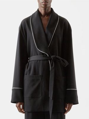 Dolce & Gabbana - Shawl-collar Belted Satin Jacket - Womens - Black