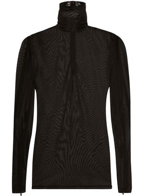 Dolce & Gabbana sheer jersey roll-neck top - Black