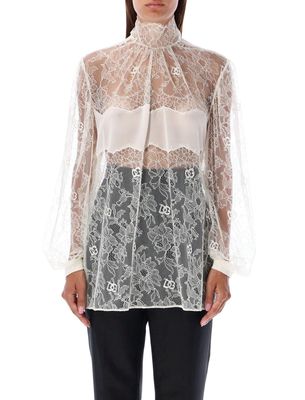 Dolce & Gabbana Sheer-lace Bishop Sleeved Blouse